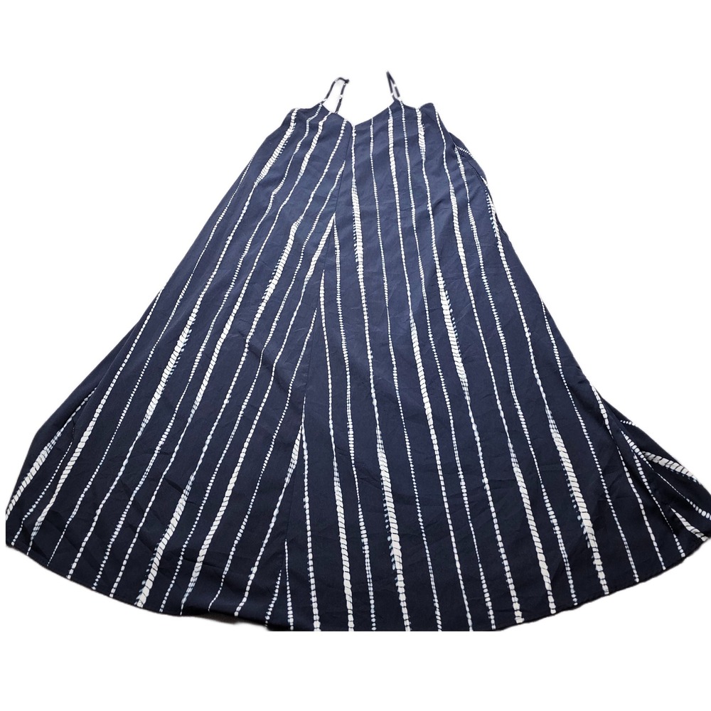 Banana Republic Tank Maxi‎ Dress Womens Small Navy White Shibori Stripe Outdoor